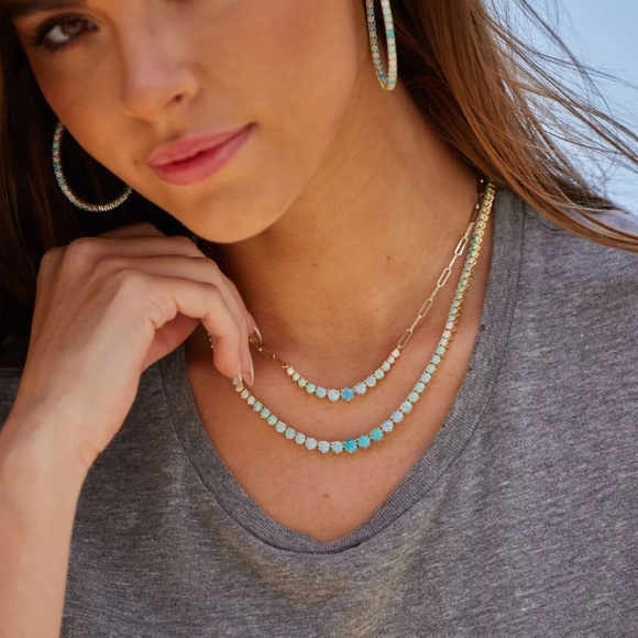 NWT Melinda Maria Gold “Not Your Basic Graduated Ombré Samantha Tennis Necklace” - Picture 8 of 8